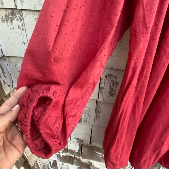 Old Navy Orange/Red Flare Balloon Cotton Blend Long Sleeves Dress - Picture 4 of 6